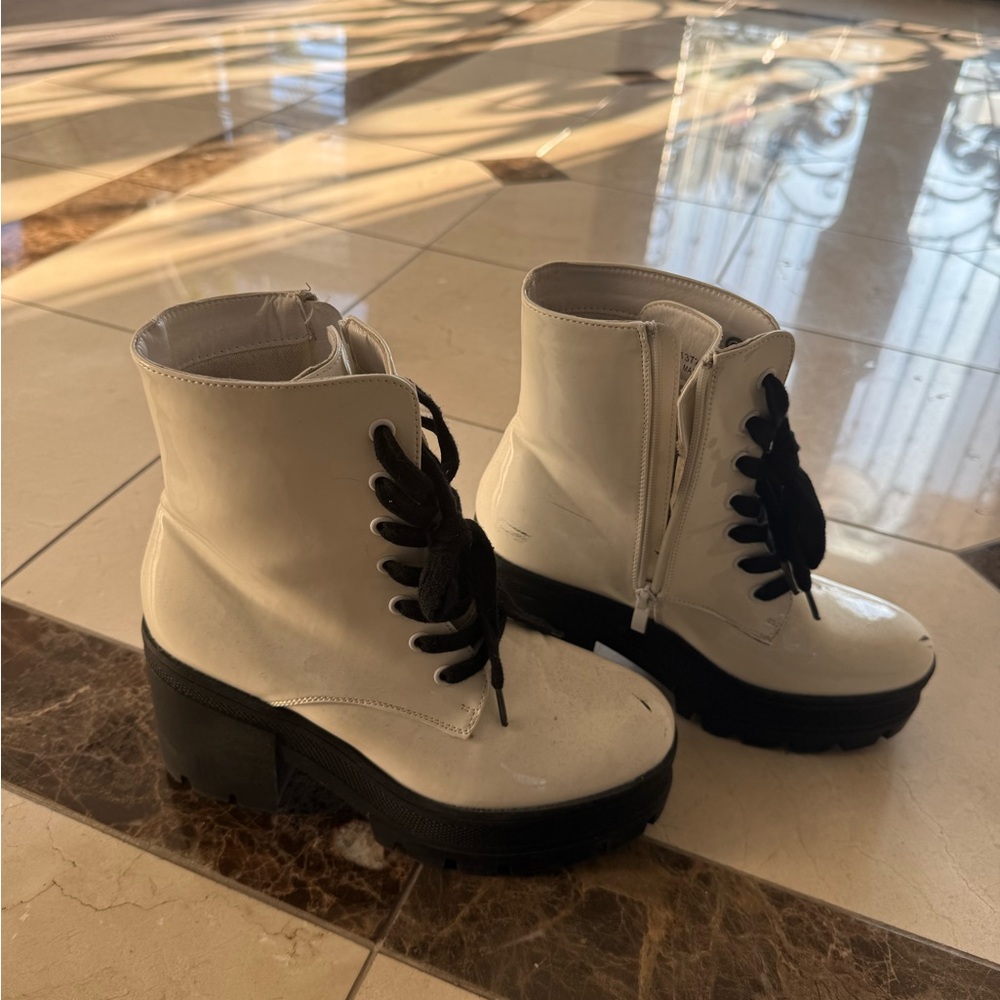 Stylish White Platform Ankle Boots